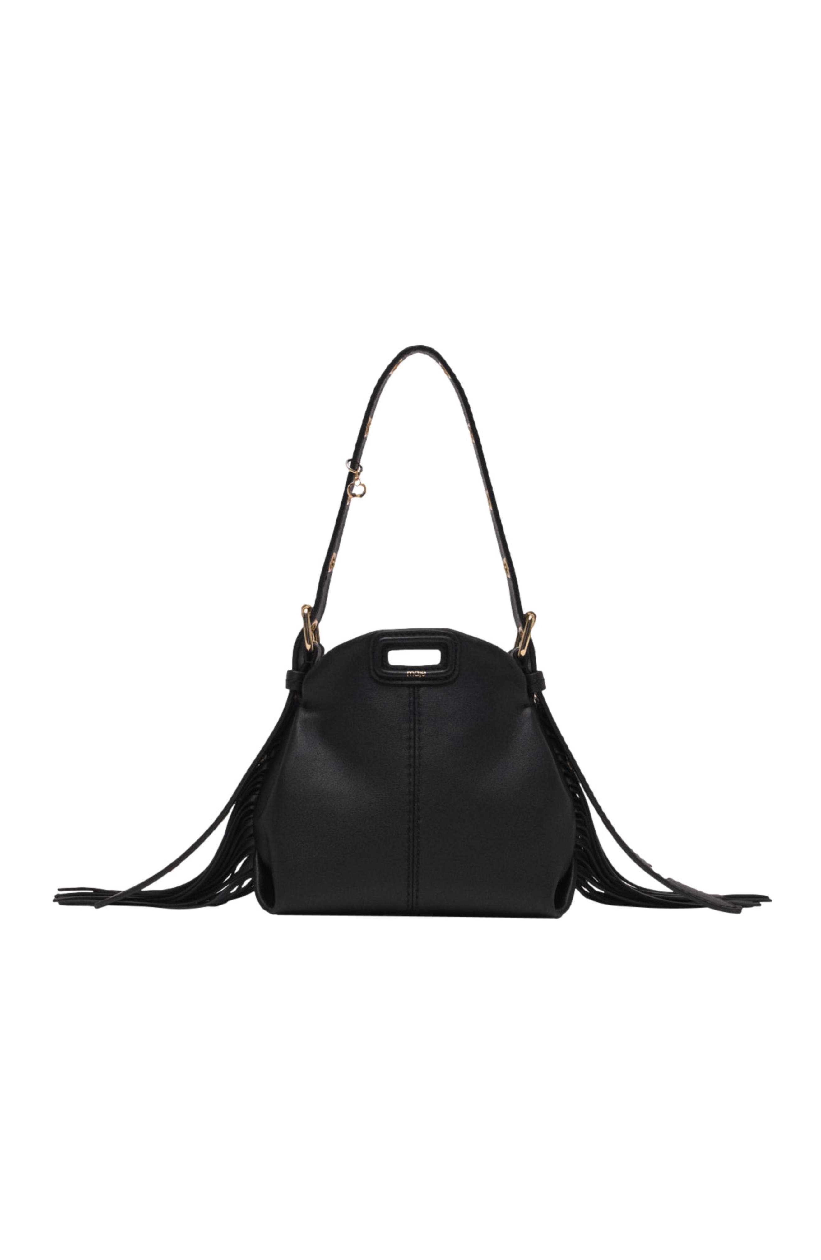 maje Miss M micro leather bag, Main, color, Black
