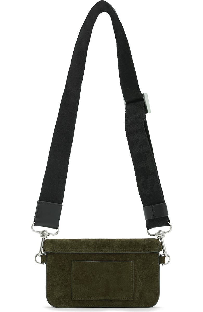 AllSaints Zoe Suede Crossbody Bag, Alternate, color, Olive Green
