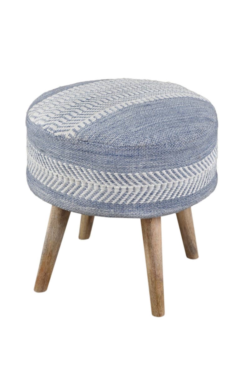 Seaside Stripe Oversized Handwoven Stool, Main, color, Blue