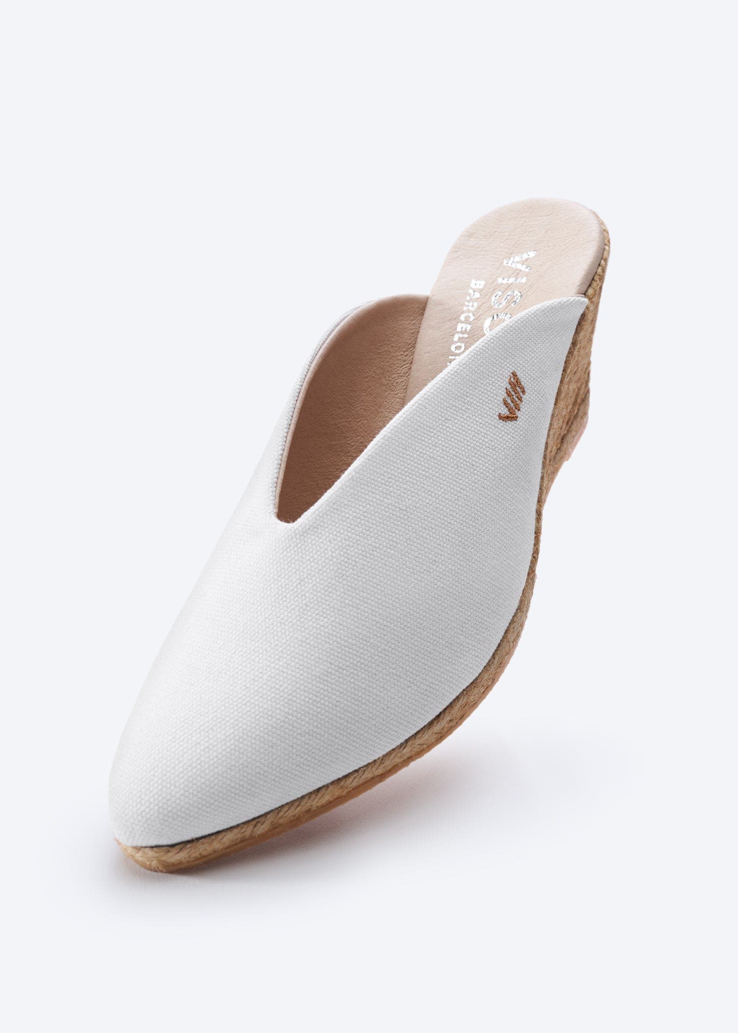 VISCATA Truja Canvas Espadrille Mule Wedges, Alternate, color, White