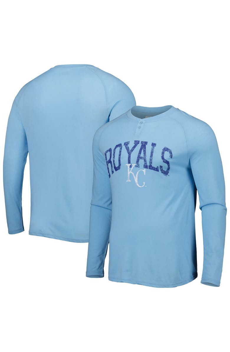 CONCEPTS SPORT Men's Concepts Sport Light Blue Kansas City Royals Inertia Raglan Long Sleeve Henley T-Shirt, Main, color, 