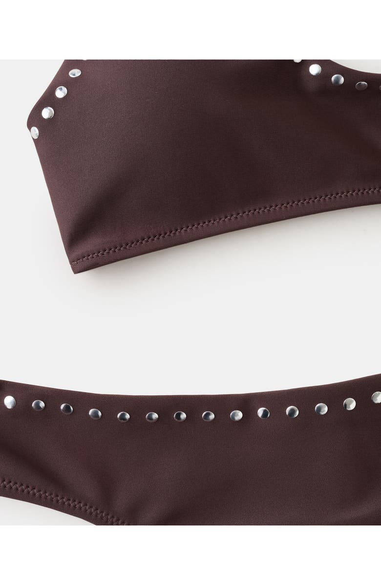 MANGO Stud Triangle Swim Top, Alternate, color, Brown