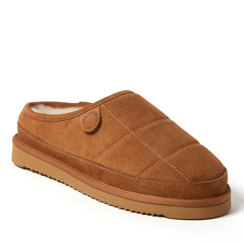 Dearfoams Fireside Grafton Quilted Genuine Shearling Clog Slipper In Chestnut