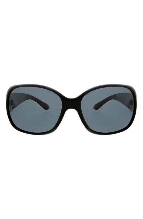 Beveled Modern 62mm Rectangular Polarized Sunglasses