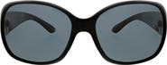 Oscar de la Renta Beveled Modern 62mm Rectangular Polarized Sunglasses