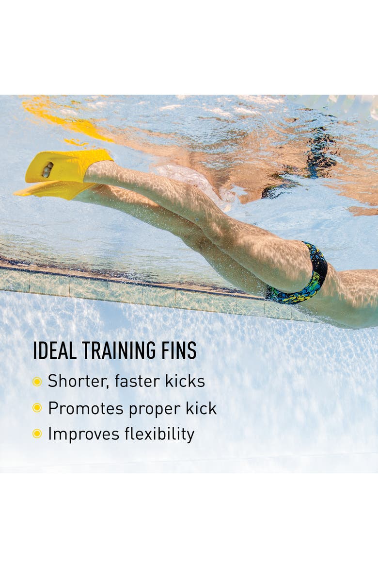 Zoomers Gold Swim Training Fins Short Blade Design for Speed and Conditioning Soft Natural Rubber Fit, Alternate, color, Yellow