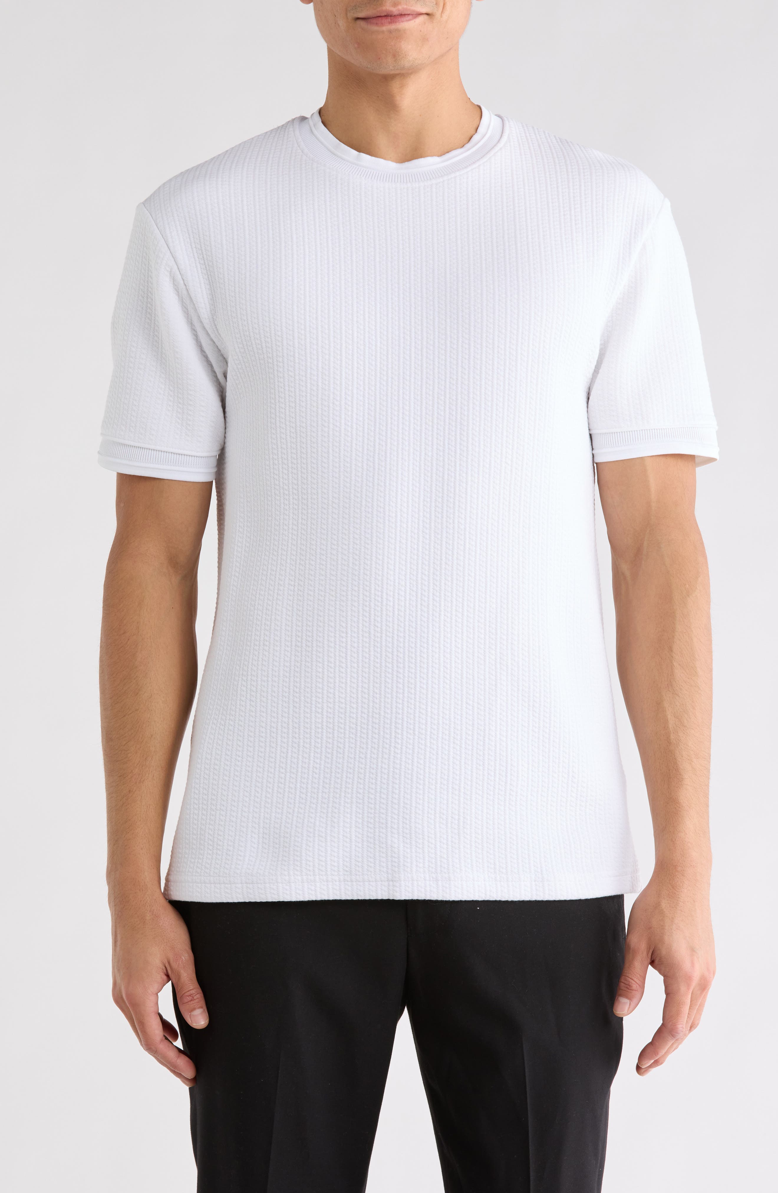 DENIM AND FLOWER Short Sleeve Textured T-Shirt