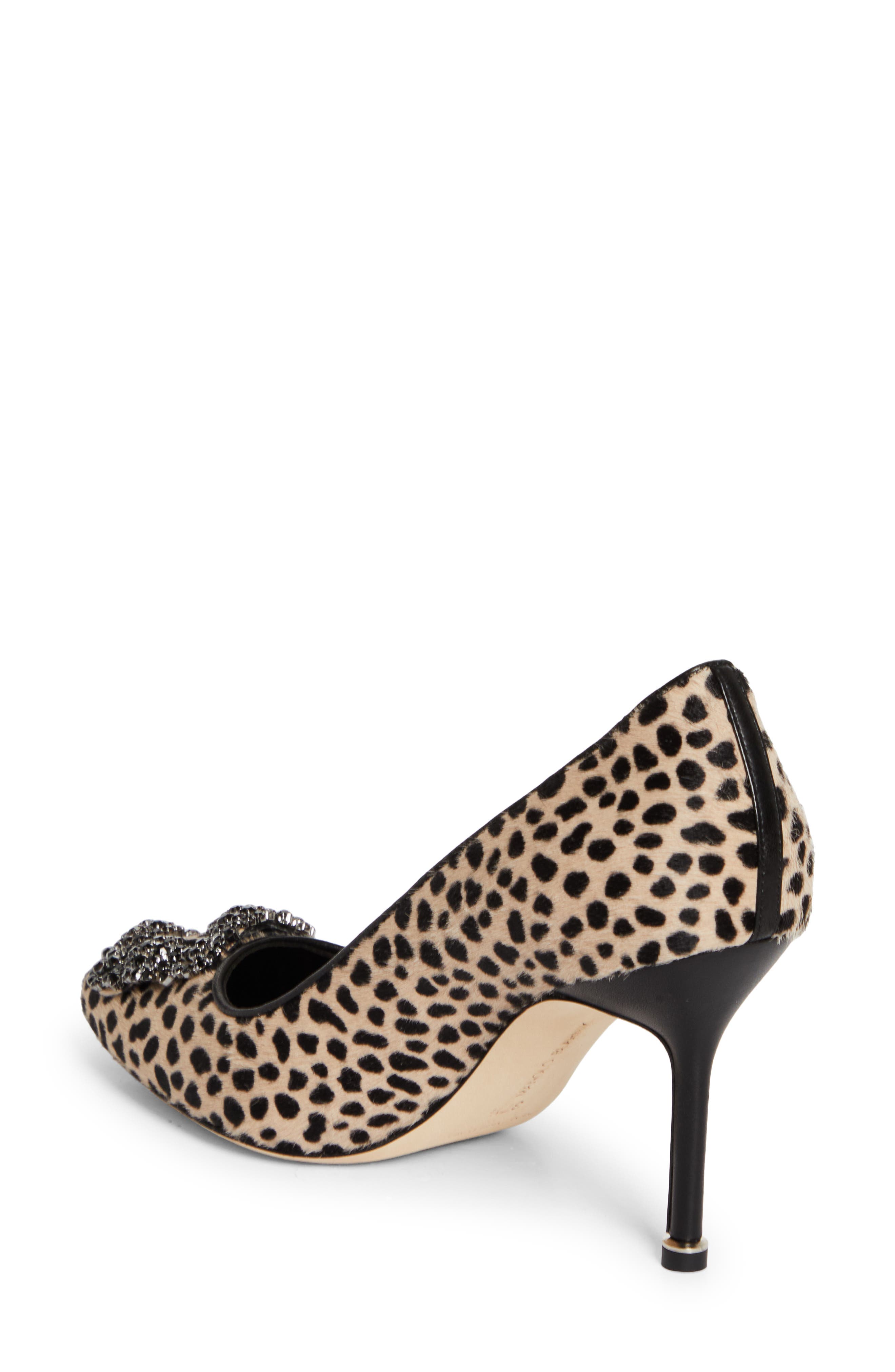 Manolo Blahnik Hangisi Genuine Calf Hair Pump, Alternate, color, Beige/Black Print Calf Hair