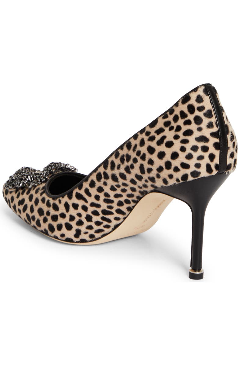 Manolo Blahnik Hangisi Genuine Calf Hair Pump, Alternate, color, Beige/Black Print Calf Hair