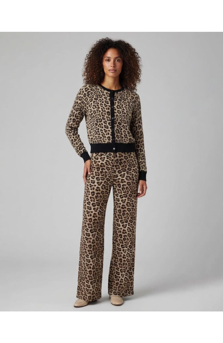 Lords of Harlech Leopard Womens Wool Wide-leg Pant, Main, color, Leopard Brown