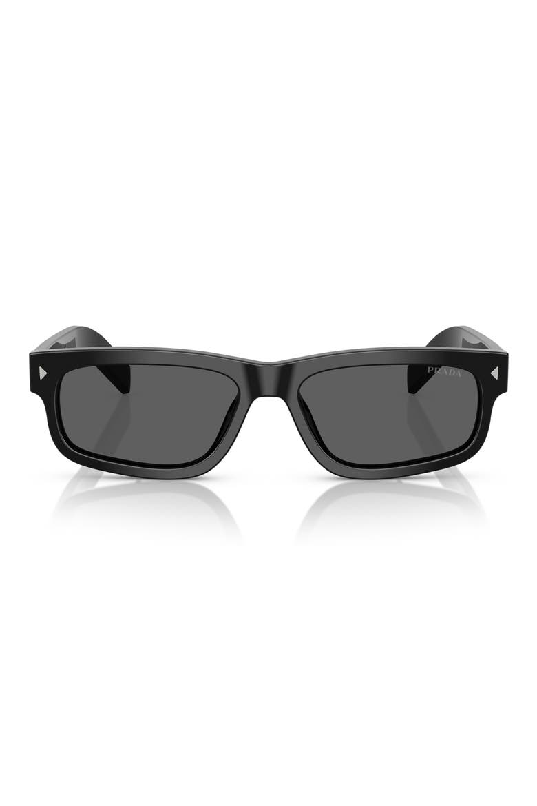 57mm Rectangular Sunglasses, Main, color, DARK GREY