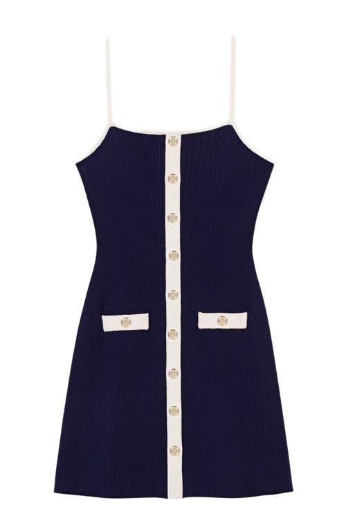 Maje Rollsy Ribbed Mini Dress In Navy
