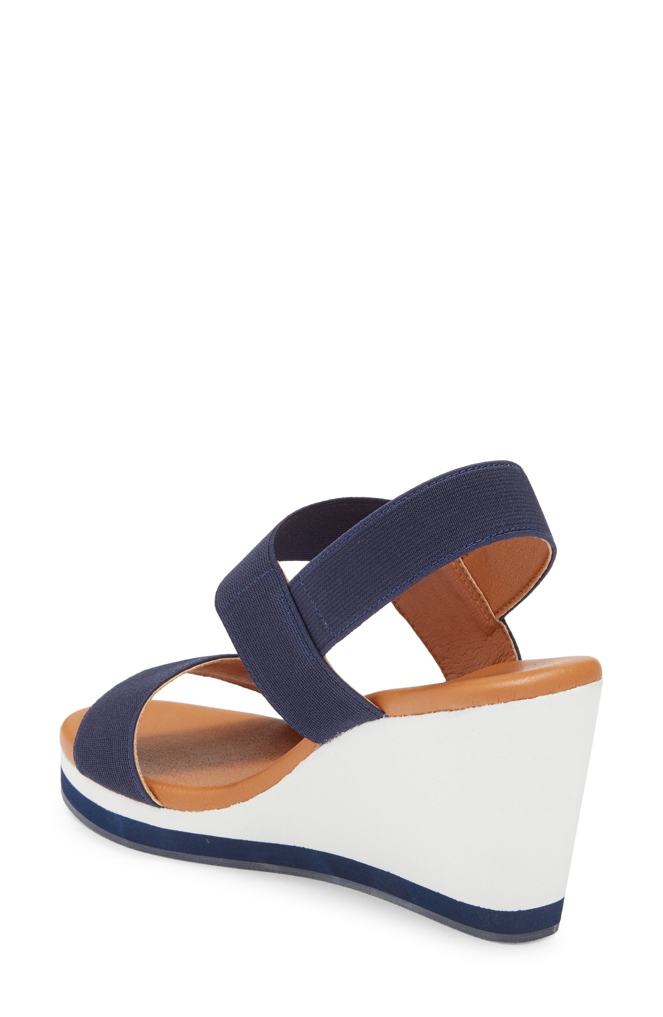 André Assous Nikola Slingback Platform Wedge Sandal, Alternate, color, Navy