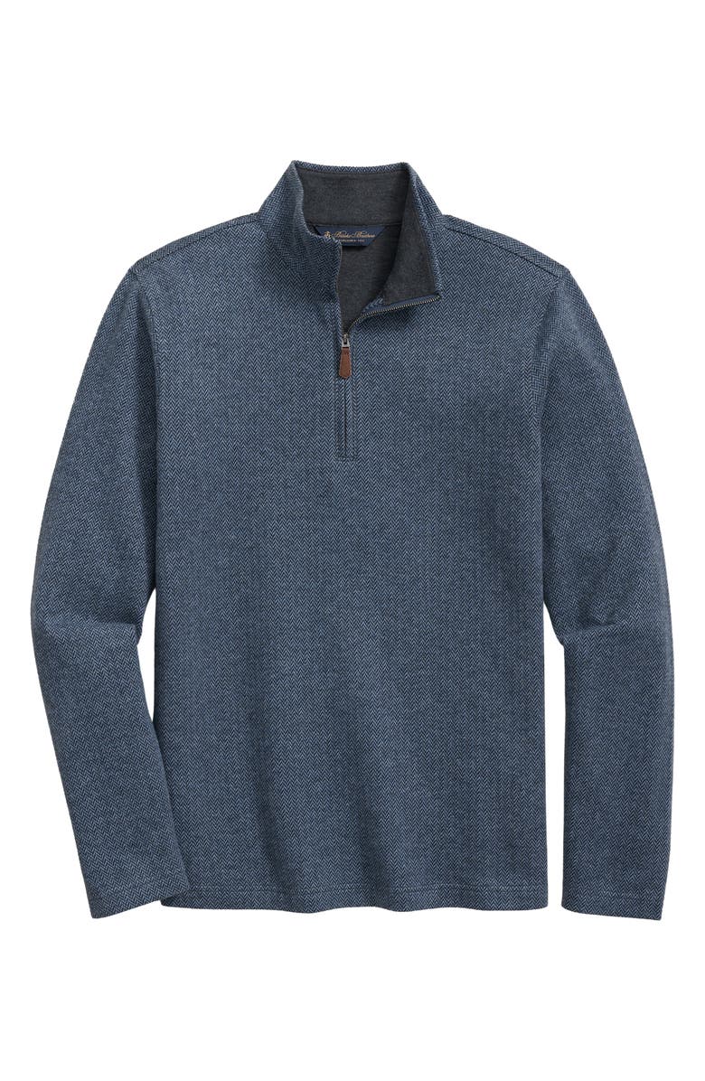 Brooks Brothers Herringbone Double Face Half Zip, Main, color, Blue