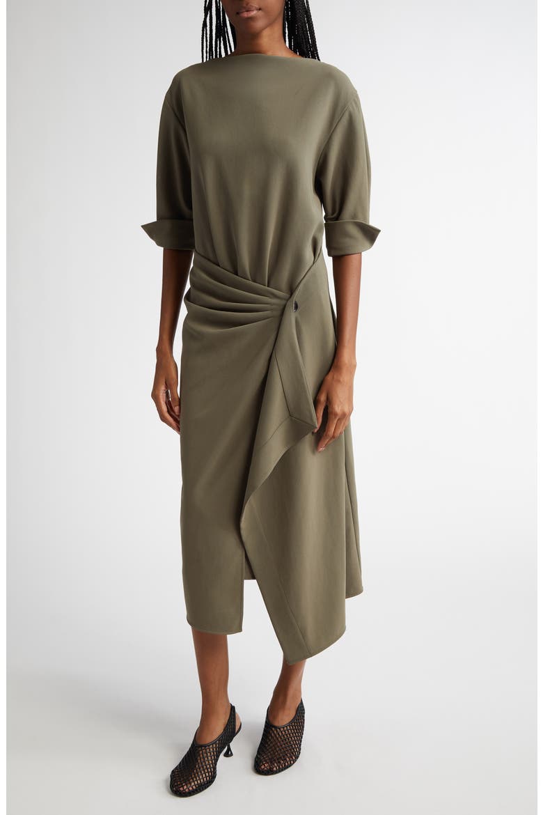 Maisie Matte Double Crepe Dress, Alternate, color, WOOD