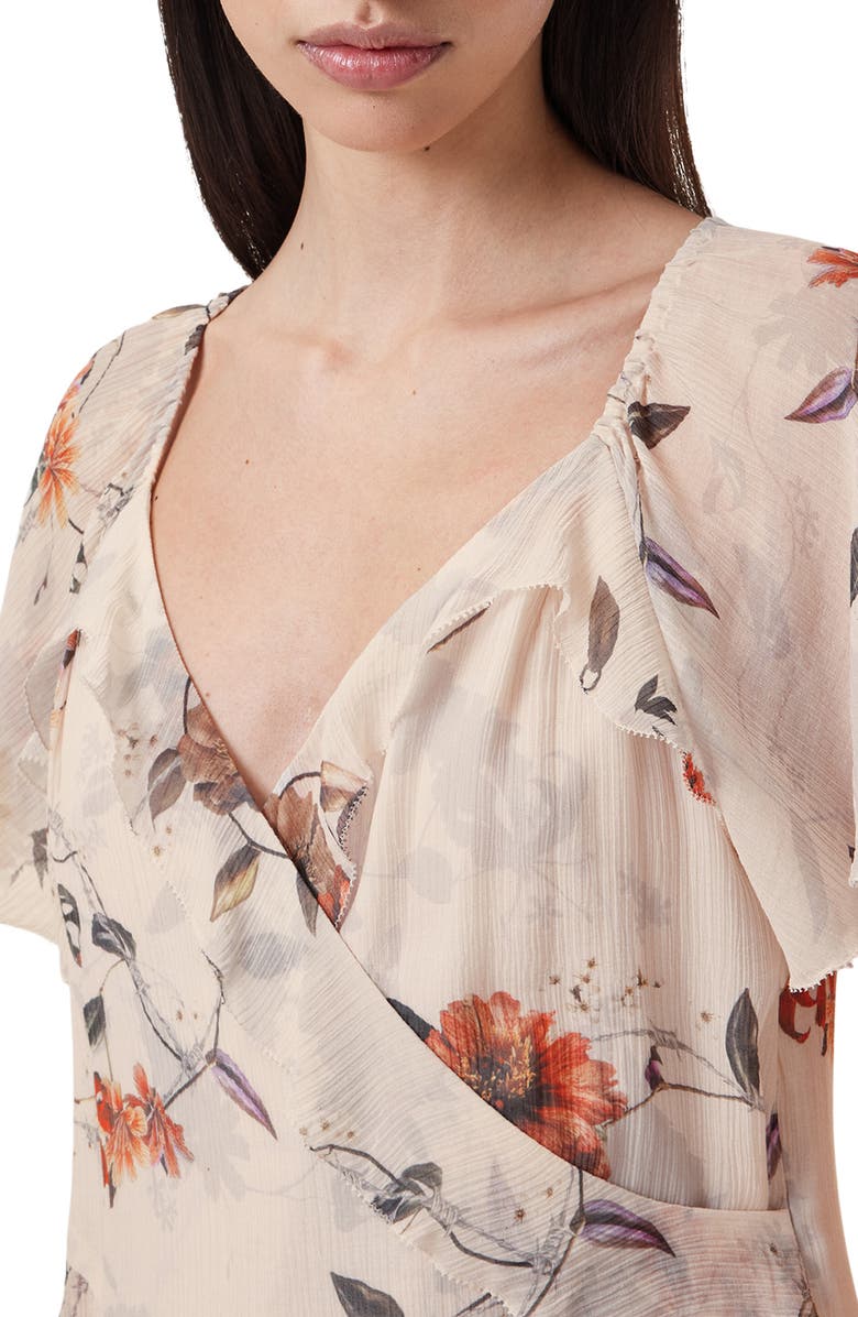 AllSaints Darma Floral Print Asymmetric Ruffle Dress, Alternate, color, 