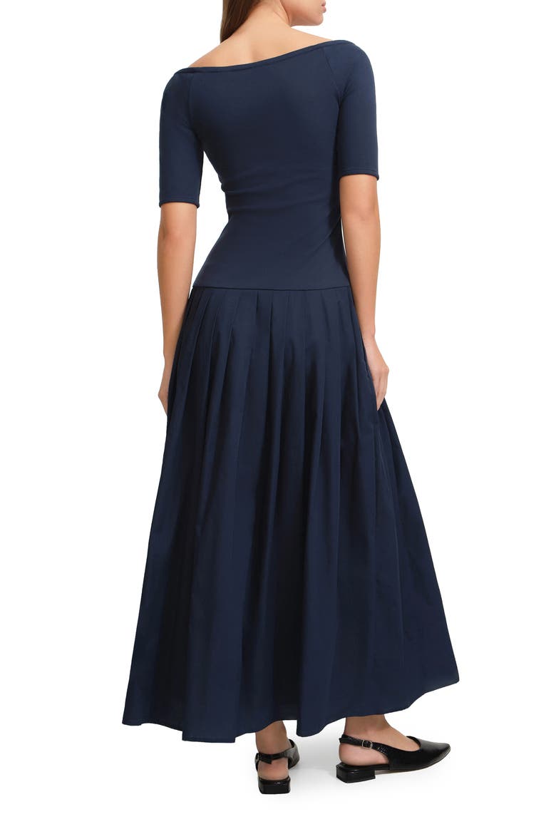 Mila Off the Shoulder Pleated Drop Waist Dress, Alternate, color, DEEP INDIGO