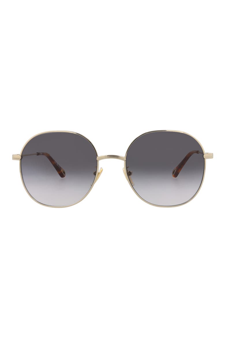 57mm Round Metal Frame Sunglasses, Main, color, GOLD GOLD GREY