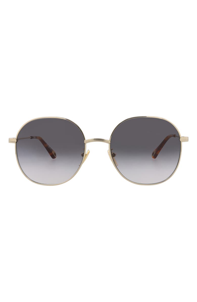 Chloé 57mm Round Metal Frame Sunglasses, Main, color, Gold Gold Grey