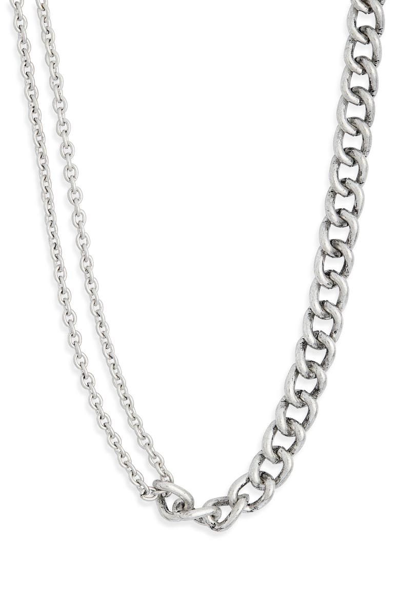Steve Madden Mixed Chain Necklace, Alternate, color, Shiny Rhodium
