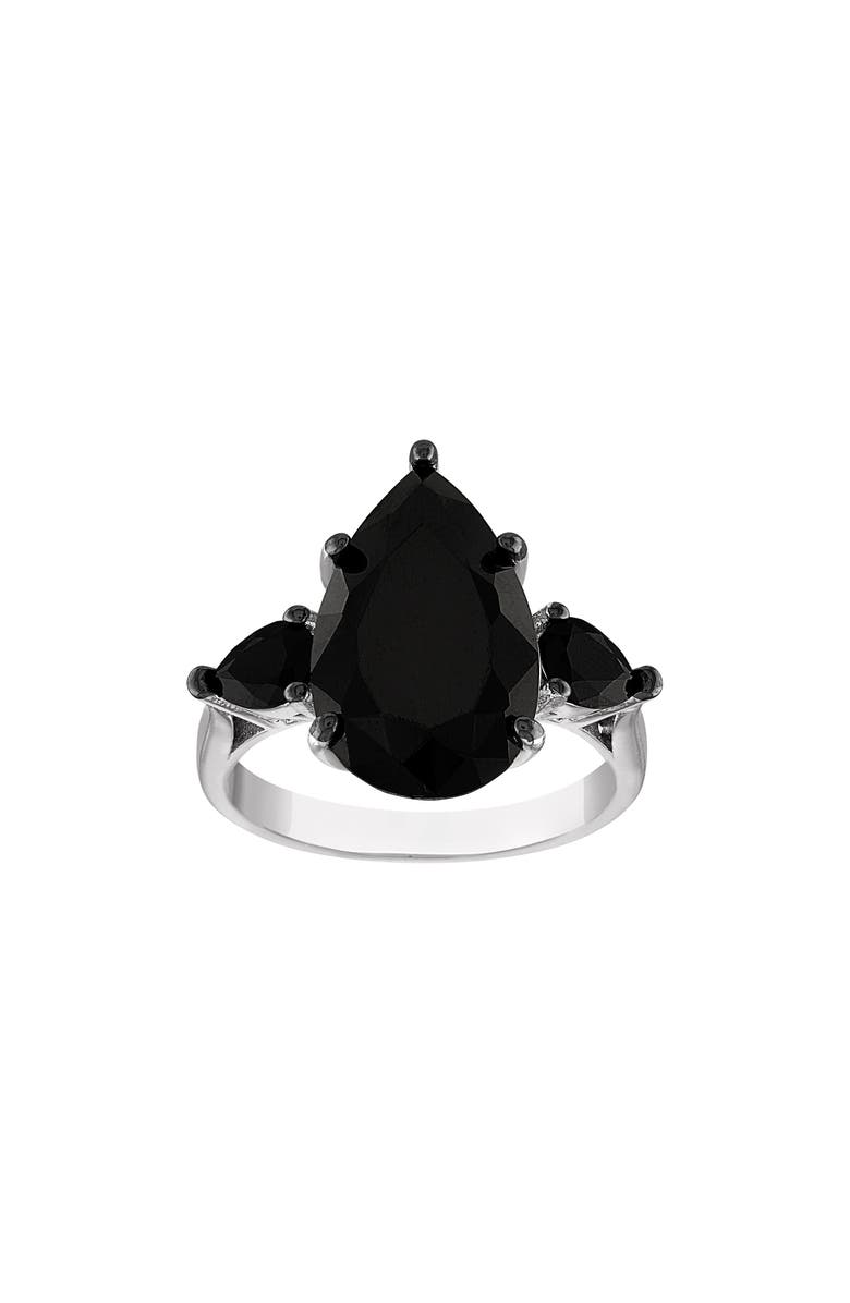 FZN Sterling Silver Black Spinel Teardrop Ring, Main, color, Black