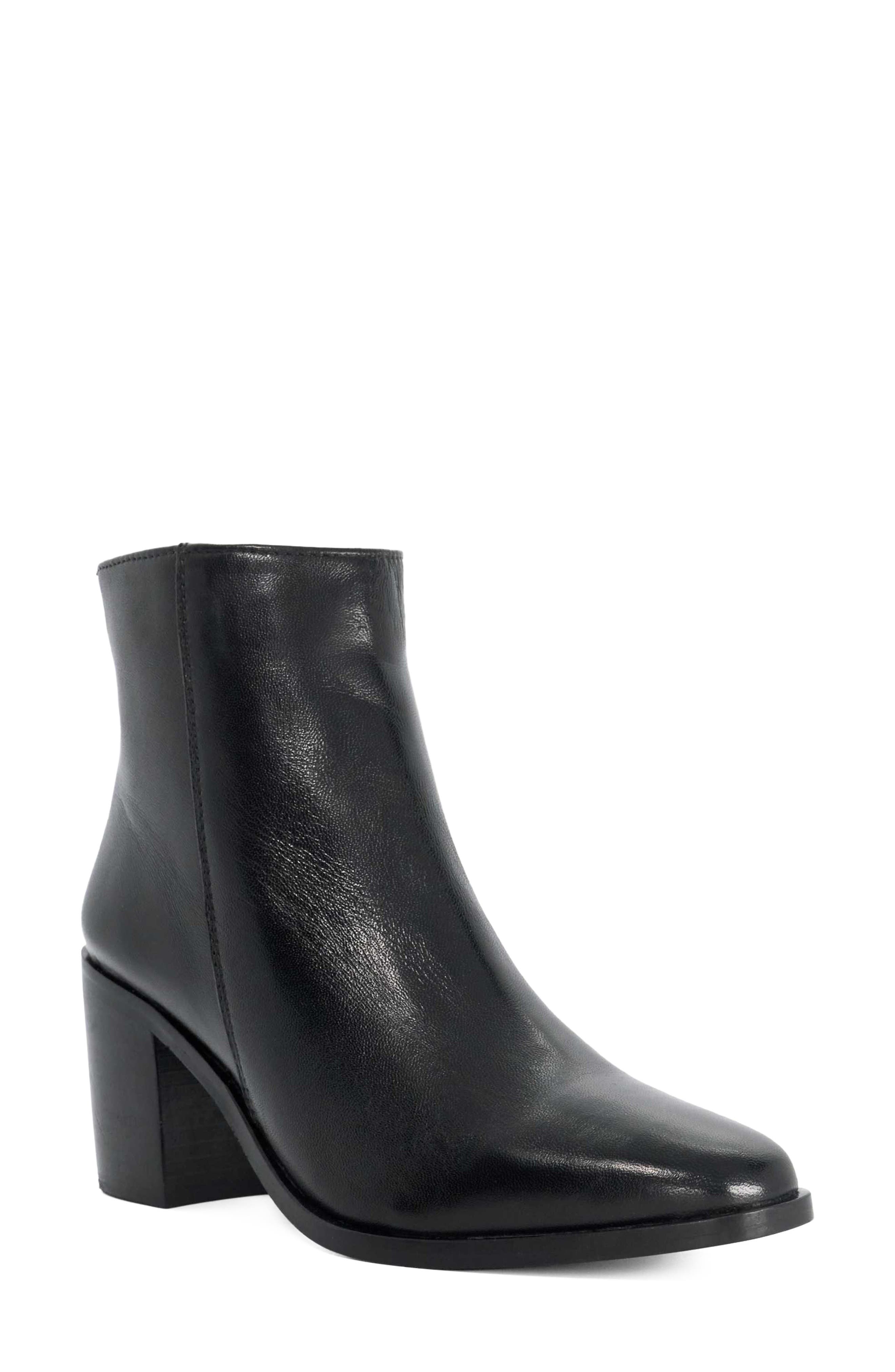 Purl Leather Bootie, Main, color, BLACK