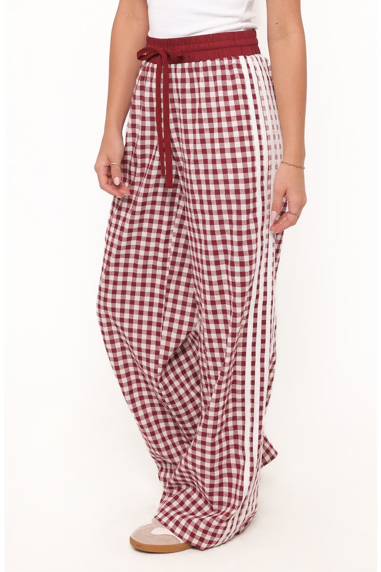 Lawson Cotton Track Pants, Alternate, color, BURGUNDY GINGHAM