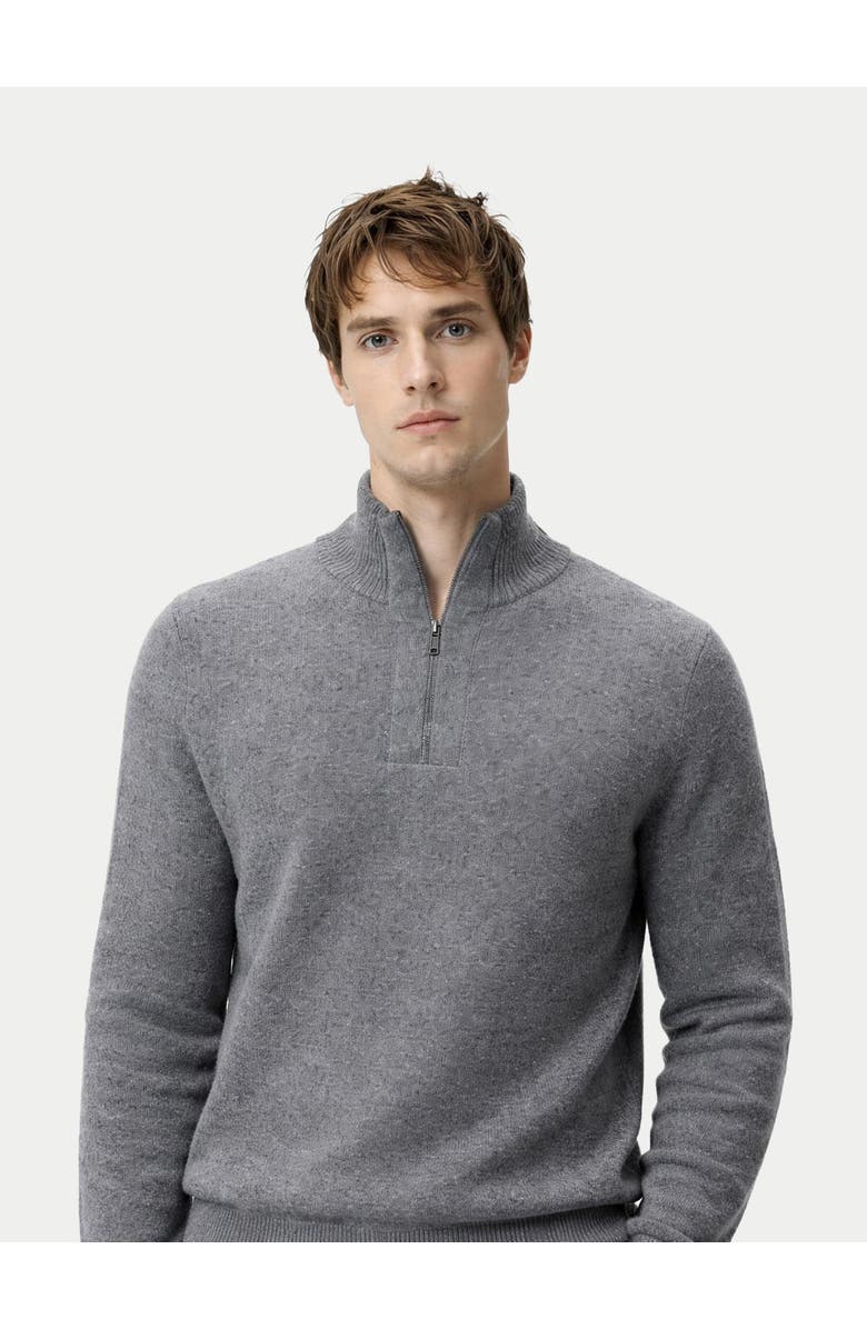 Gobi Cashmere Men's Cashmere Waffle Knit Half-Zip Sweater, Alternate, color, Stone Gray