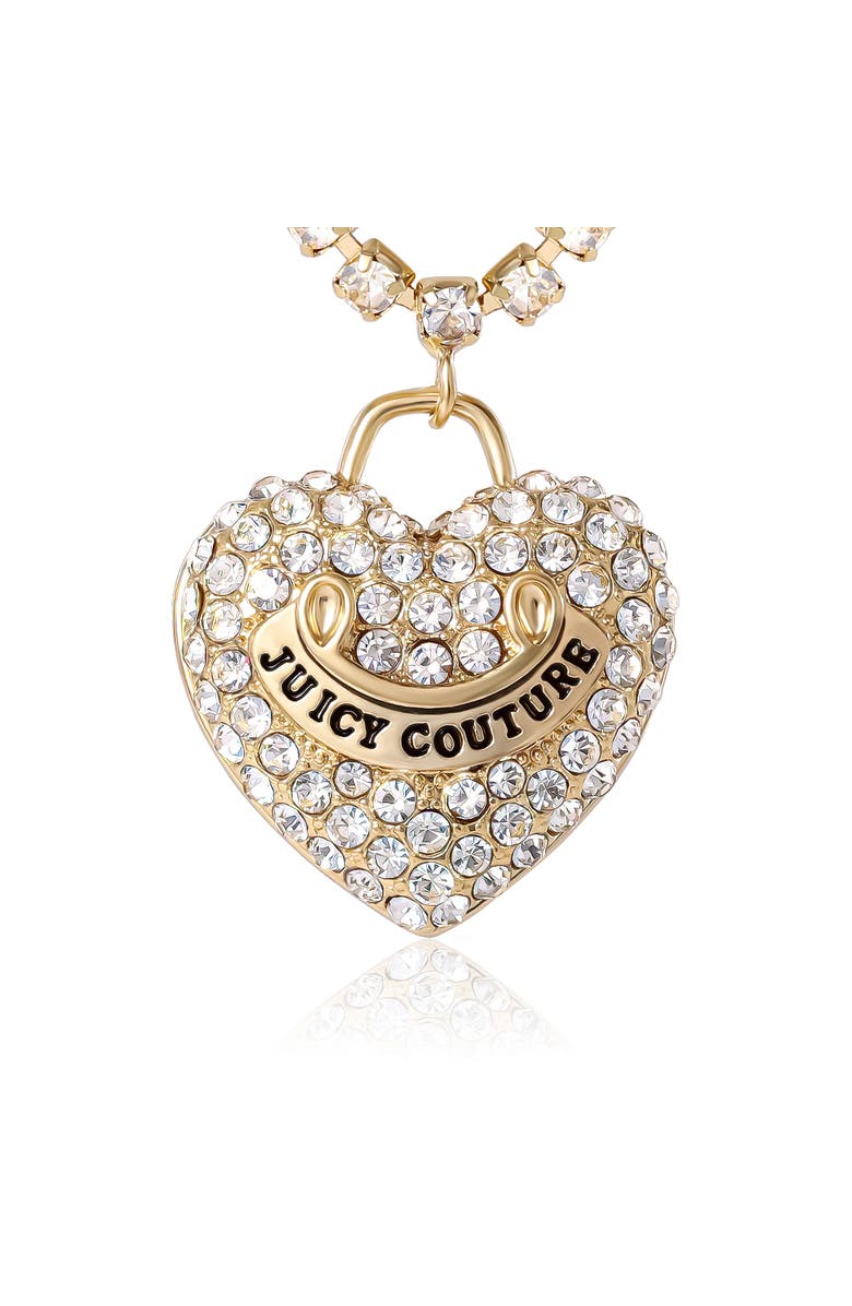 Juicy Couture Pavé Heart Cyrstal Chain Pendant Necklace, Alternate, color, Gold, Crystal
