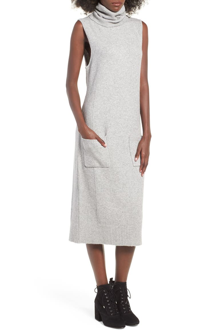 Sleeveless Turtleneck Knit Midi Dress, Main, color, GREY MEDIUM HEATHER
