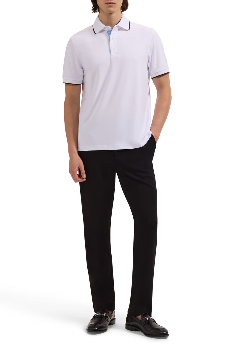 Bugatchi Performance Tipped Polo, Alternate, color, White