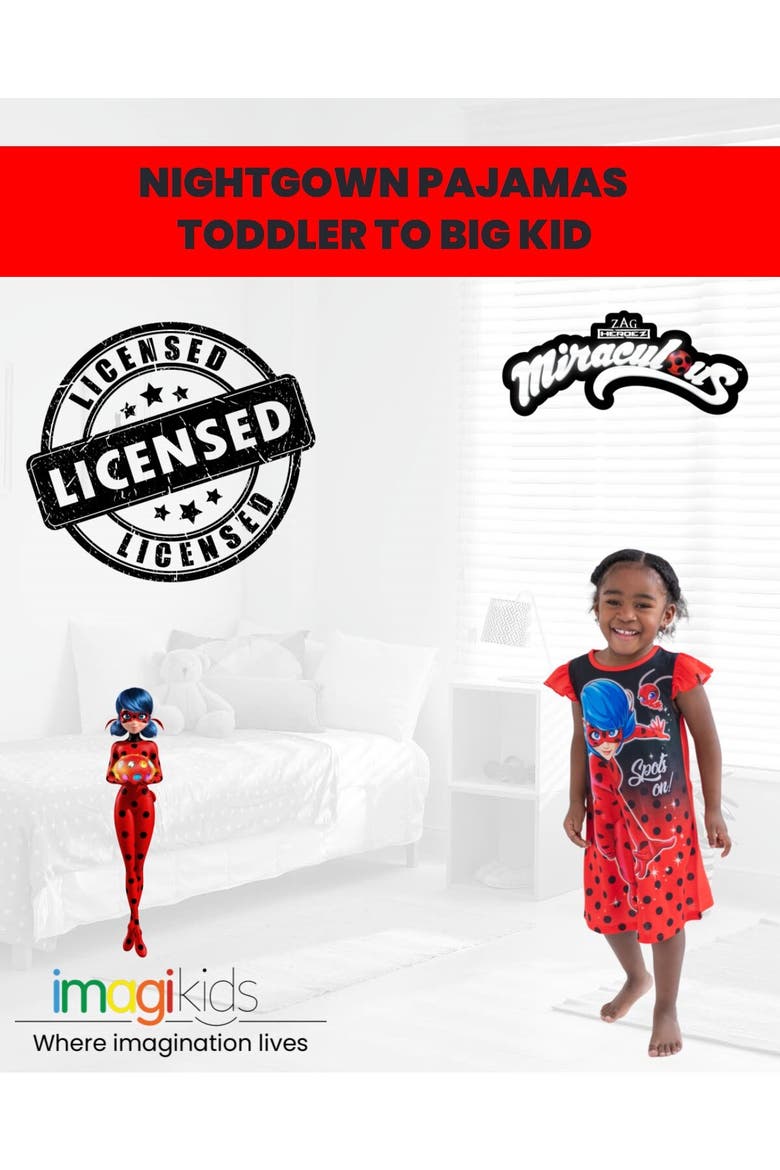 Ladybug Pajama Nightgown, Alternate, color, Ladybug Red Black