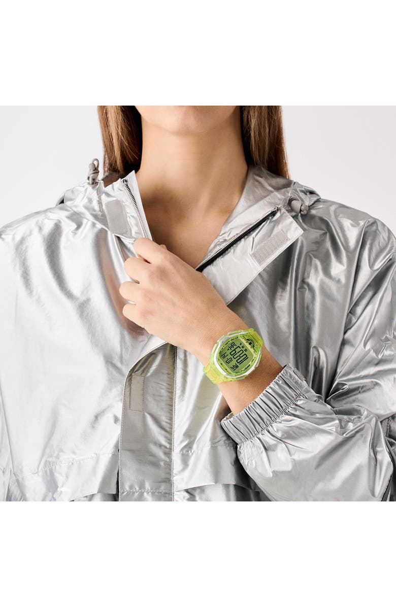 adidas AO Fashion Chronograph Silicone Strap Watch, 45mm, Alternate, color, Green