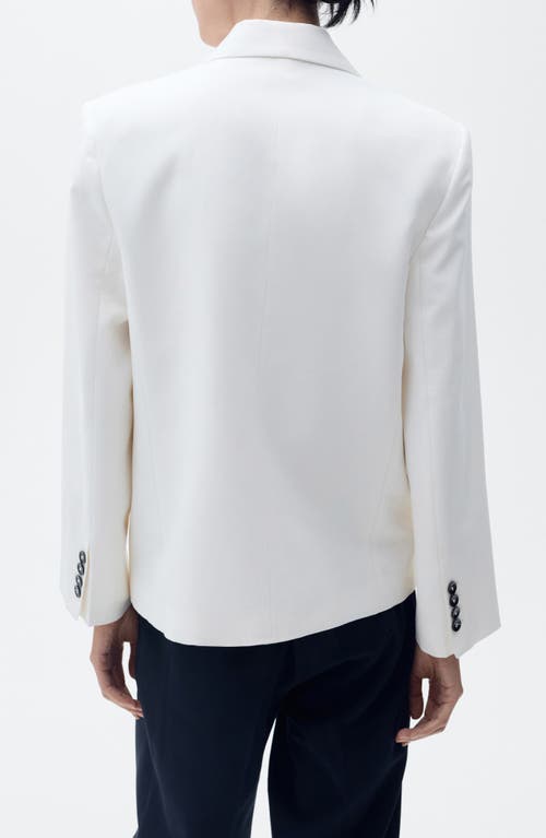 Mango Contrasting Double Breasted Blazer In White