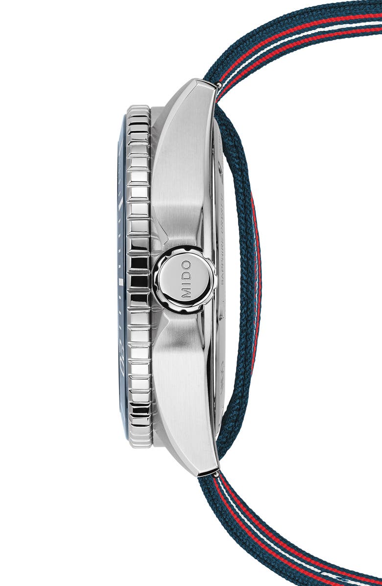 MIDO Ocean Star GMT Automatic Bracelet Watch & Fabric Strap Gift Set, 44mm, Alternate, color, Blue