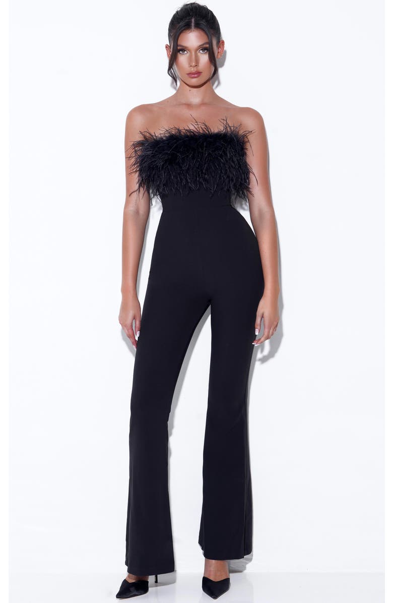 Miss Circle Kylan Feather Jumpsuits, Alternate, color, Black