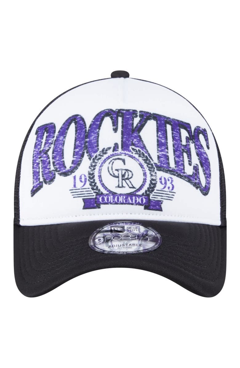 New Era Men's New Era  Black Colorado Rockies Distressed 9FORTY A-Frame Adjustable Trucker Hat, Alternate, color, Black