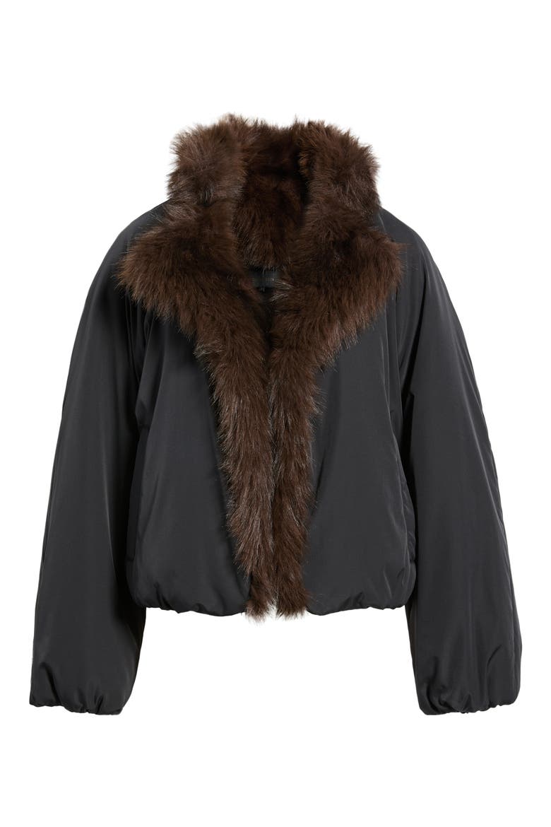 Nikki Faux Fur Collar Coat, Alternate, color, BLACK