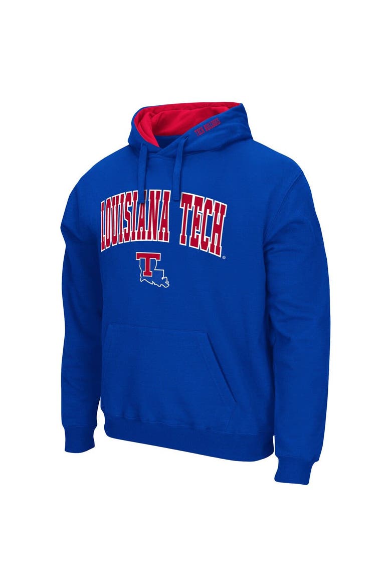 Men's Colosseum Royal Louisiana Tech Bulldogs Arch and Logo Pullover Hoodie, Alternate, color, Royal