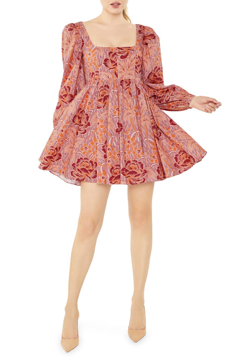 LIKELY Lori Floral Long Sleeve Cotton Blend Minidress, Main, color,