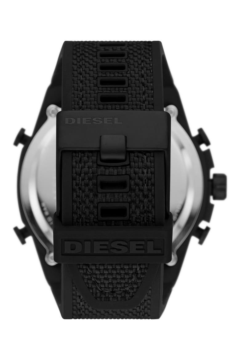 Mega Chief Nylon Strap Watch, 51mm, Alternate, color, BLACK