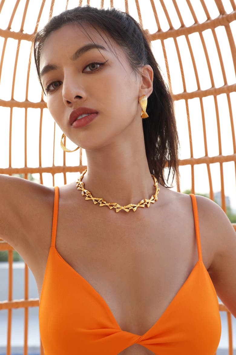 Butterfly Statement Necklace, Alternate, color, Gold