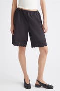 Sandy Liang Pepita Eyelet Trim Cotton Poplin Shorts