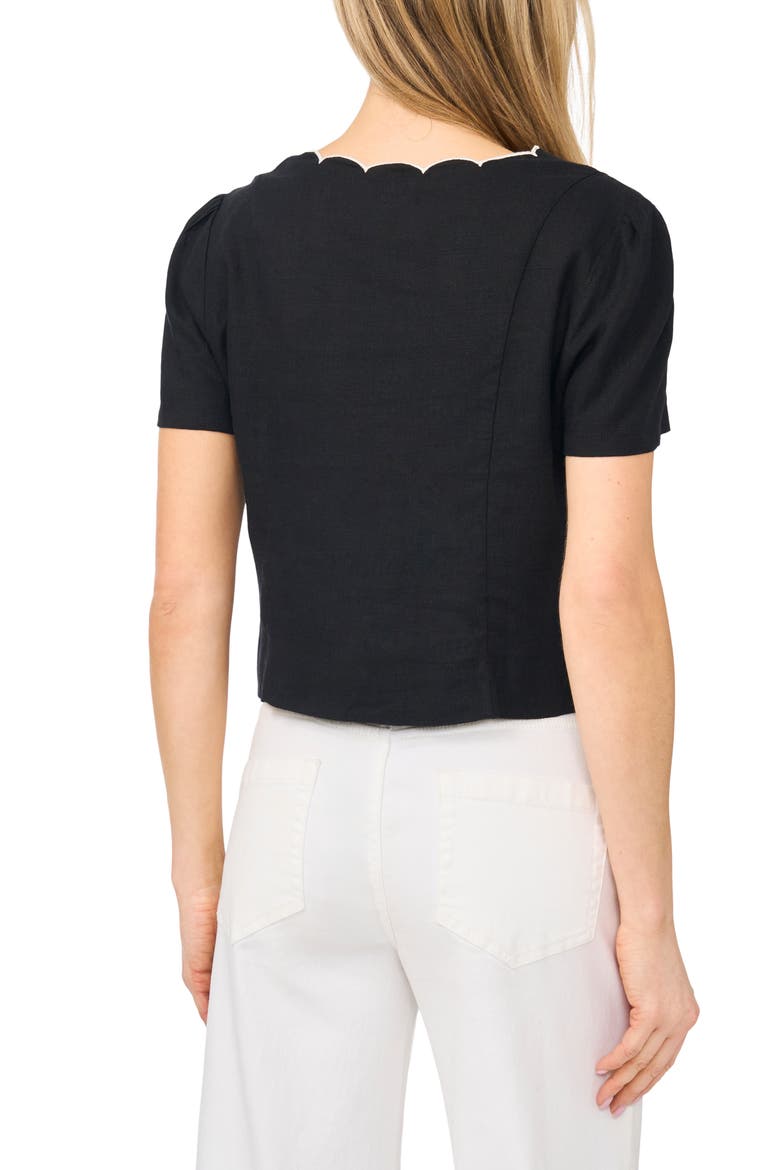 Scallop Detail Button-Up Shirt, Alternate, color, RICH BLACK