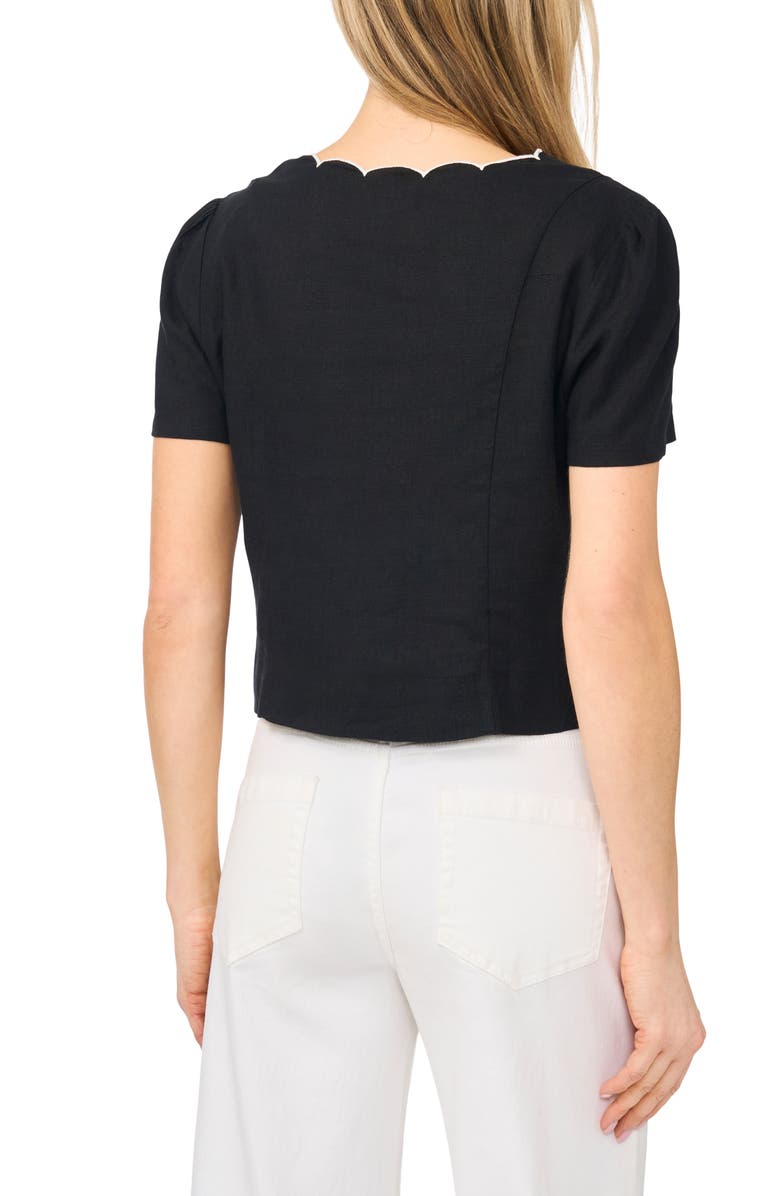 CeCe Scallop Detail Button-Up Shirt, Alternate, color, Rich Black