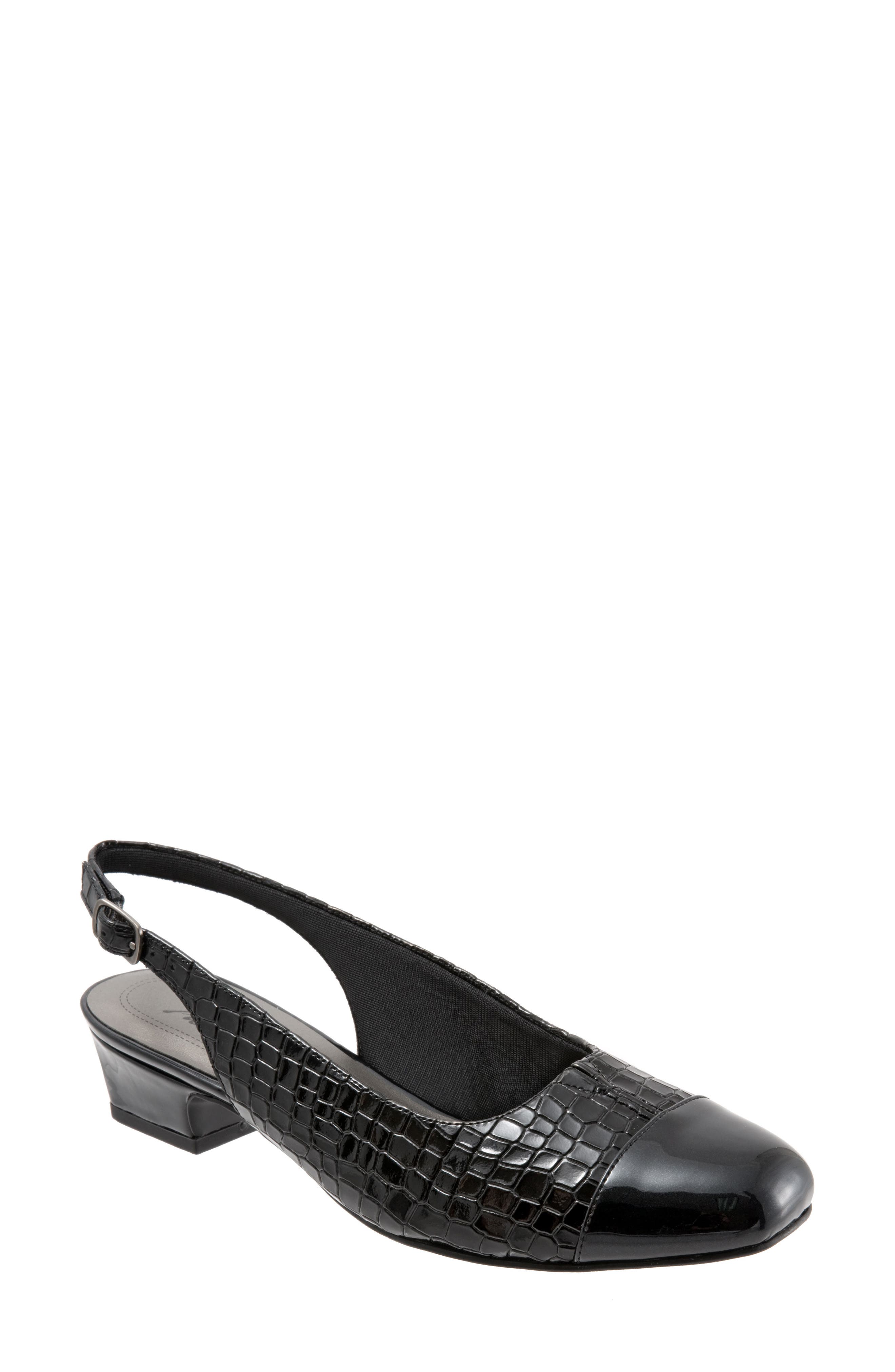 Trotters 'Dea' Slingback, Alternate, color, Black Croco