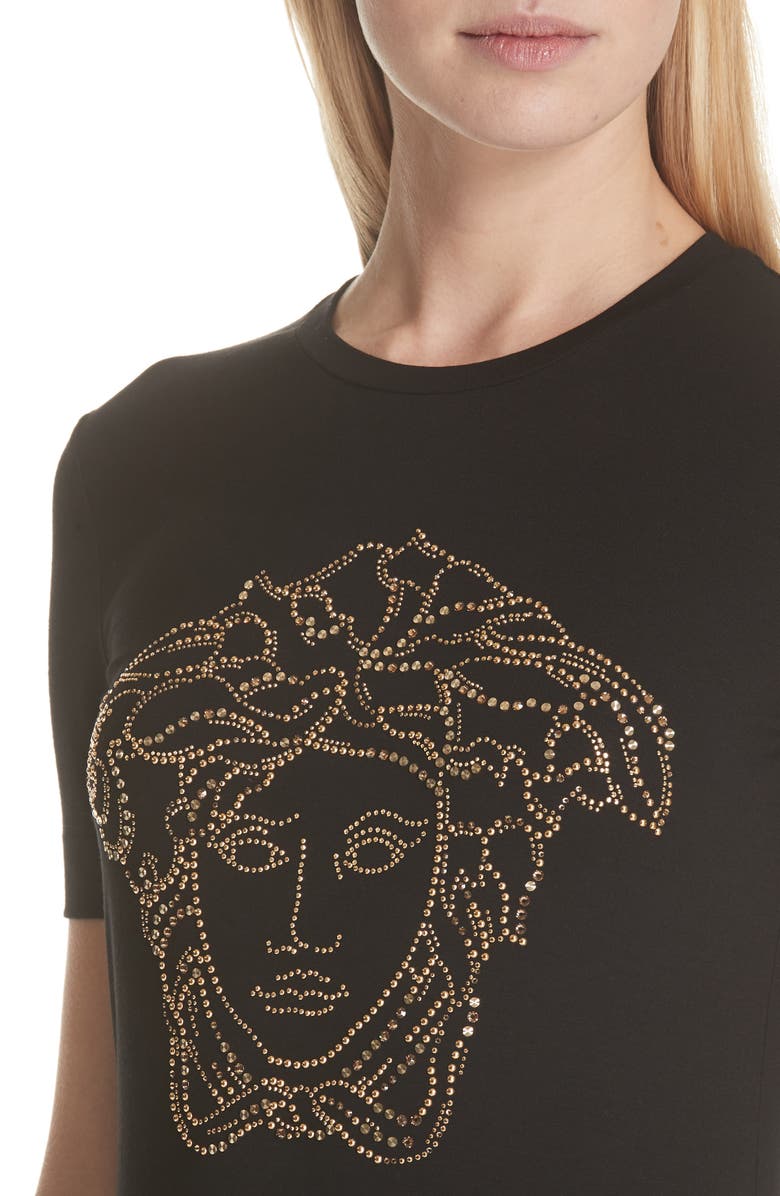 Versace Embellished Medusa Graphic Tee, Alternate, color,