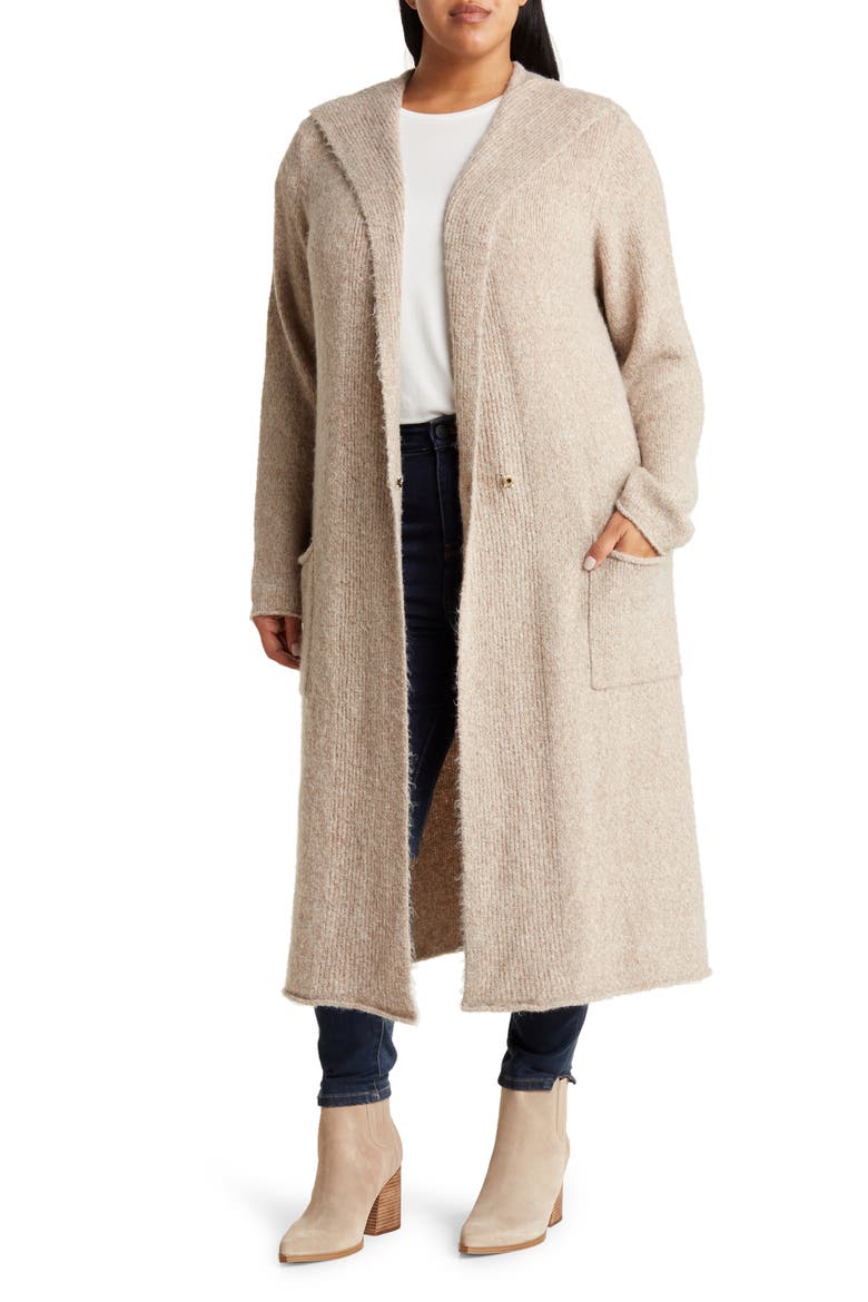Hooded Longline Cardigan, Main, color, TAUPE