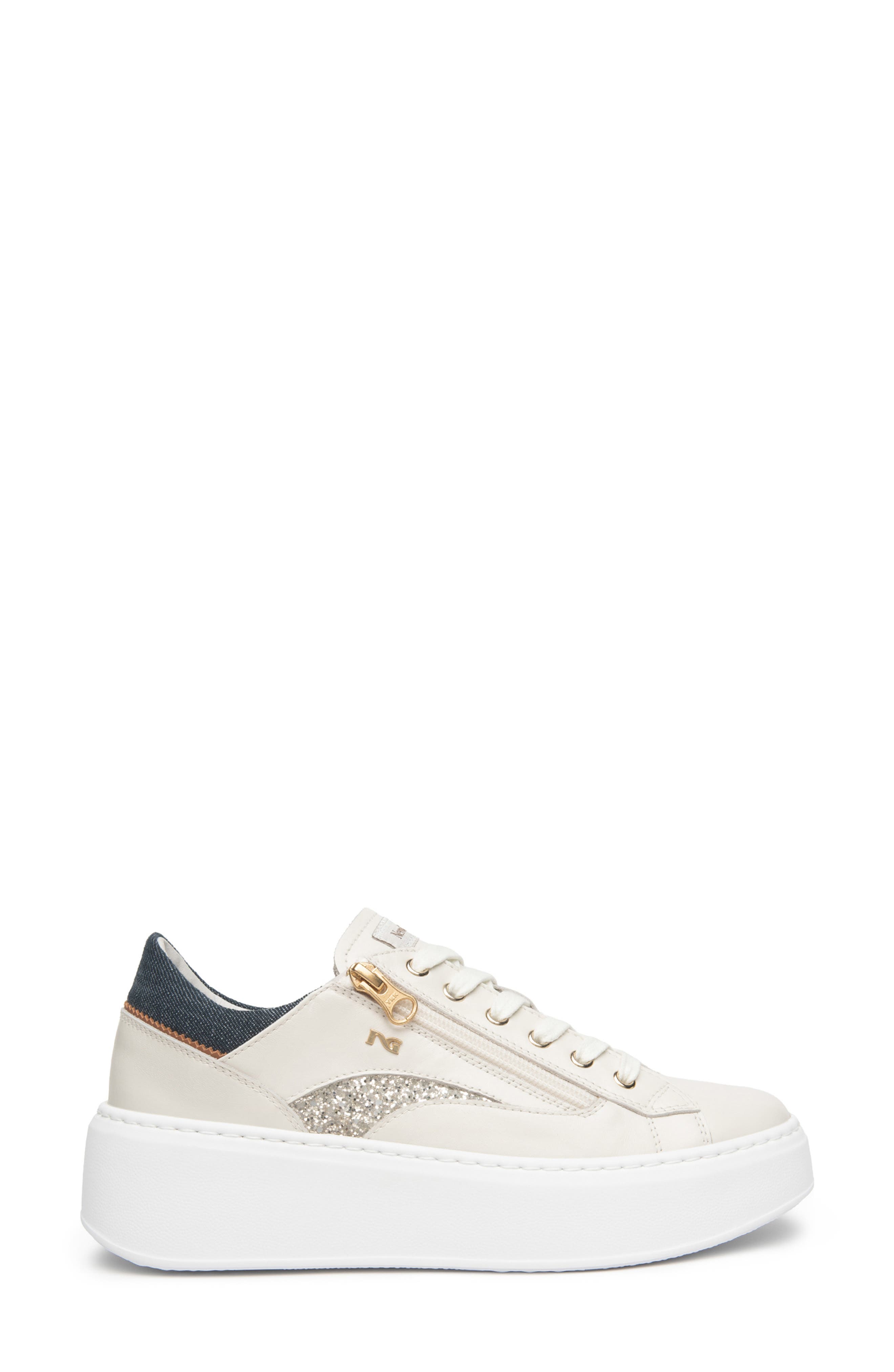 Side Zip Platform Sneaker, Alternate, color, BEIGE MULTI