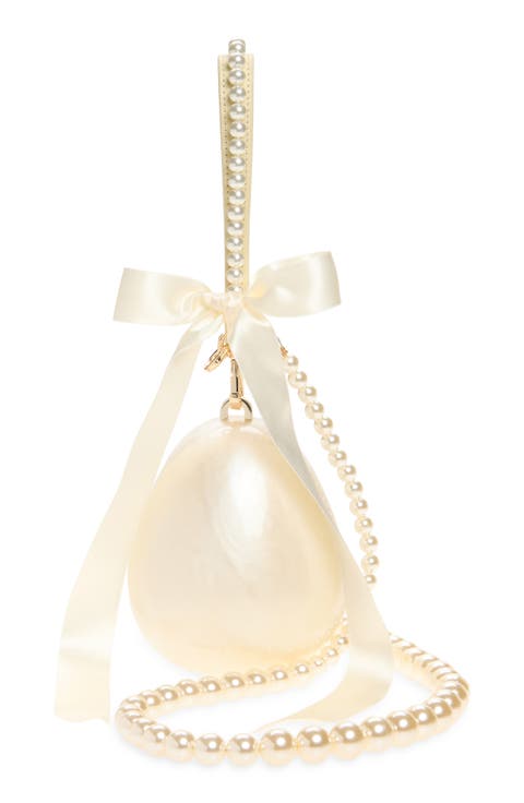 Micro Egg Clutch with Imitation Pearl Strap
